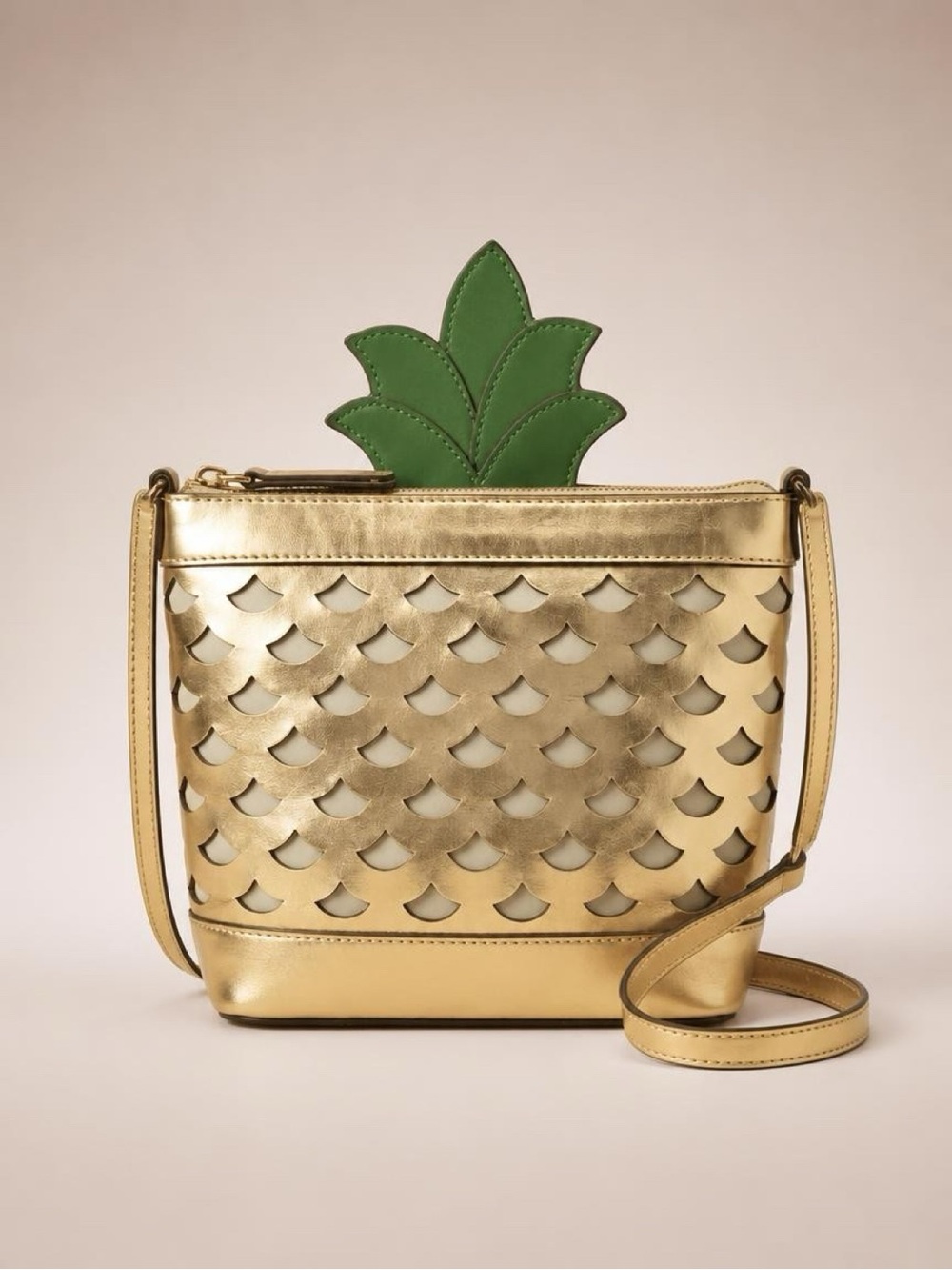 Elegant Gold Pineapple Crossbody Bag